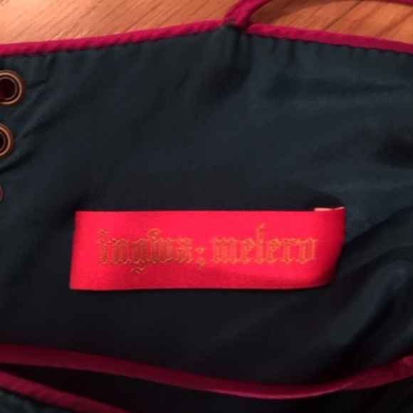 INGWA MELERO Sofia Contrast Dress Emerald/Magenta - Picture 4 of 5